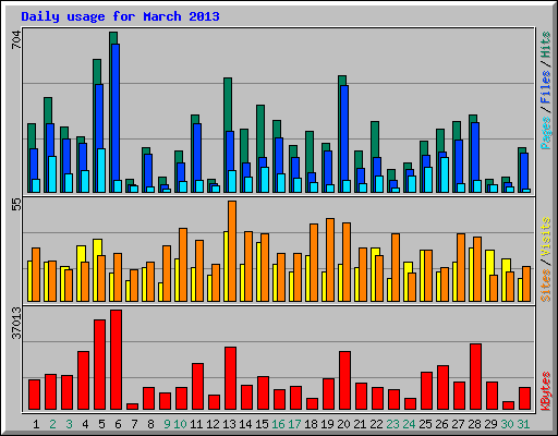 Daily usage for March 2013