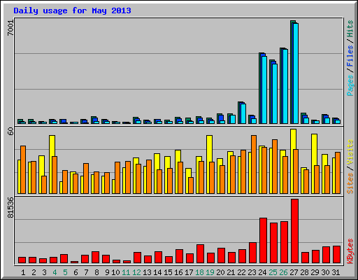 Daily usage for May 2013
