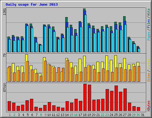 Daily usage for June 2013