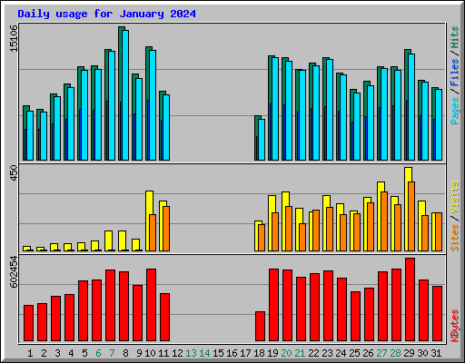 Daily usage for January 2024