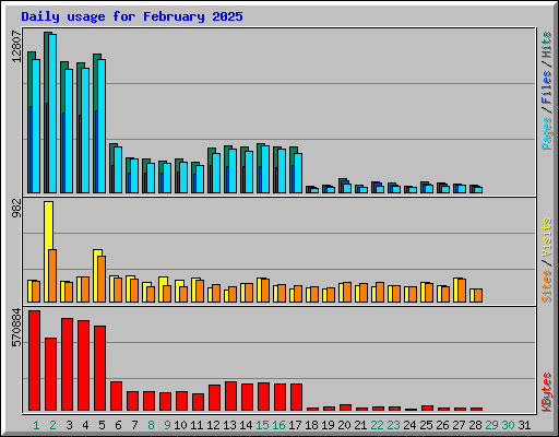 Daily usage for February 2025
