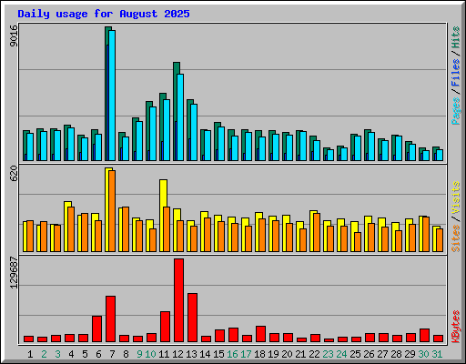 Daily usage for August 2025