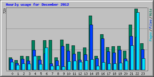 Hourly usage for December 2012